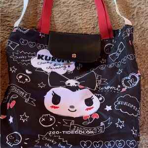 Black Tote Bag with Red Handles